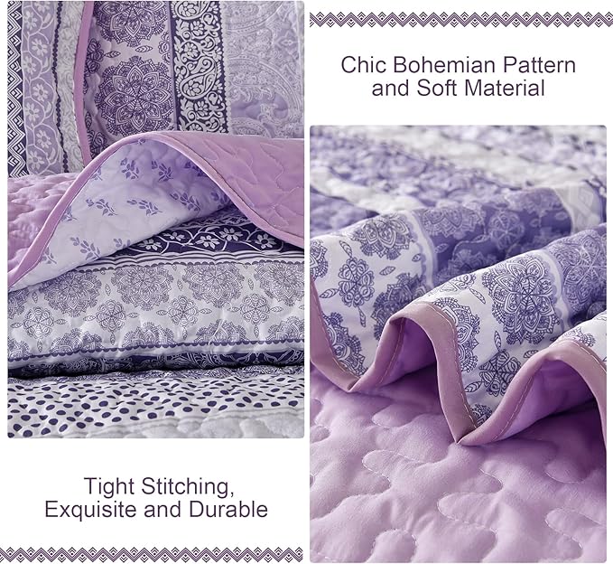 WONGS BEDDING Boho Quilt Set King Size, Lightweight Bedspread Coverlet Bedding - Image 6