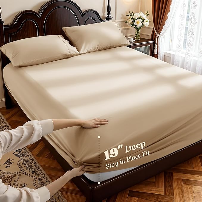 LBRO2M 100% Cotton Sheets Set Deep Pocket 19", 1000 Thread Count King Size 4 - Image 2