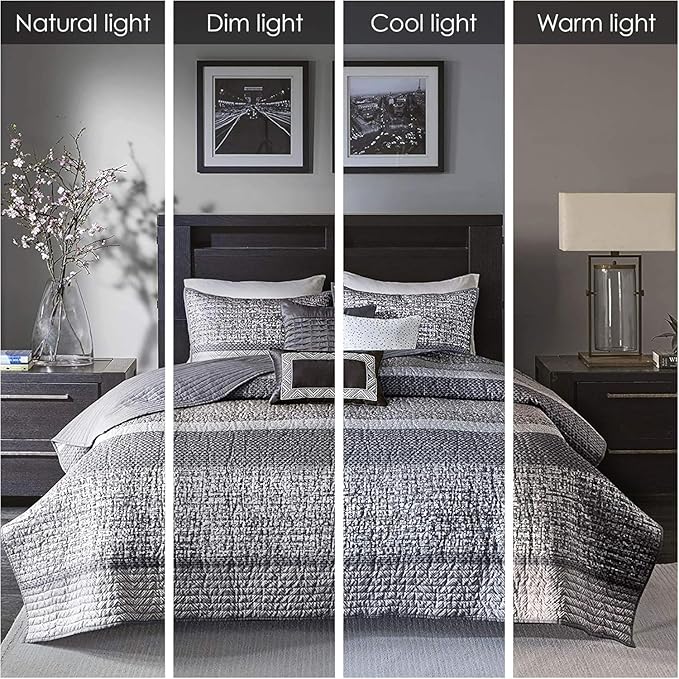 Madison Park Queen Quilt Set Lustrous Jacquard & Glitter Accent Coverlet Set - Image 2