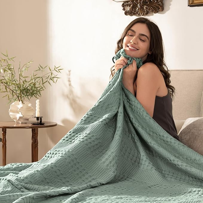PHF Cooling Waffle Blanket King Size, Lightweight 60% Rayon from Bamboo & 40% - Image 5