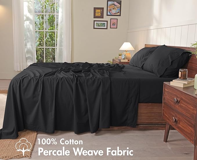 RUVANTI 100% Cotton Sheets – Queen Size Percale Bedding, Cooling & Breathable - Image 2