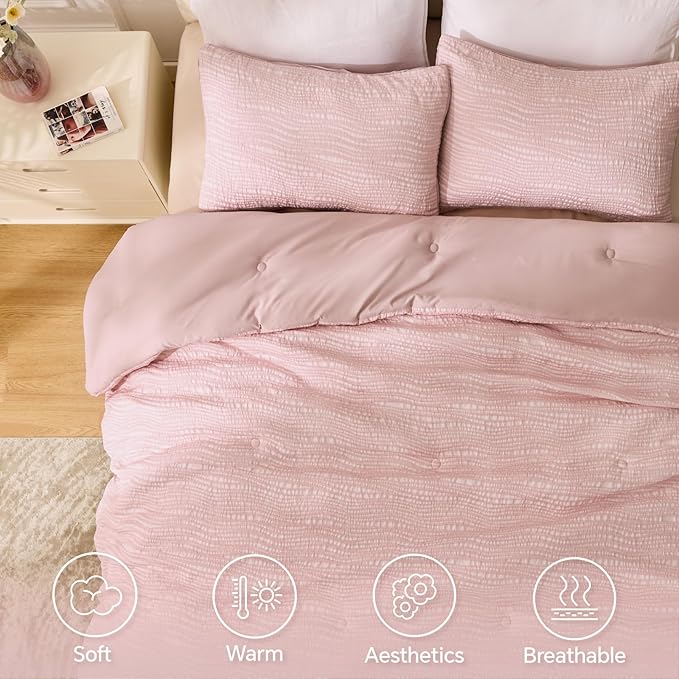 BEDELITE Blush Pink Queen Comforter Set - Image 4