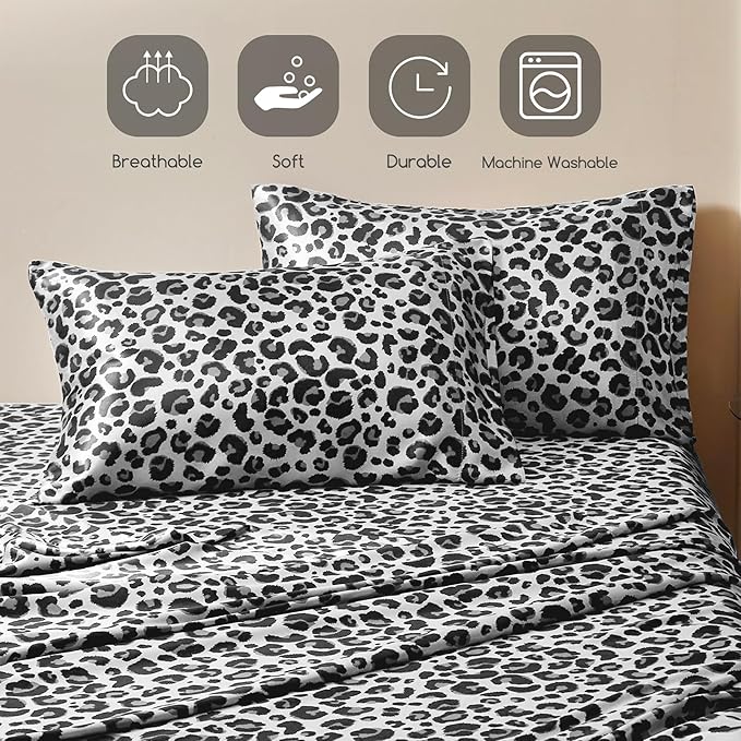 MR&HM Satin Sheets with Elastic Corner Straps, King Size Sheets Set - Image 6