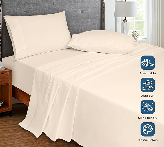 Royale Linen 100% Organic Cotton California King Flat Sheet Only - Image 4
