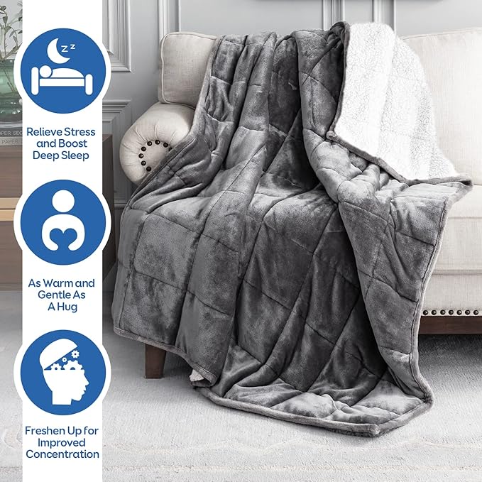 Cottonblue Sherpa Fleece Weighted Blanket 15 Pounds Queen Size 60” x 80 Heavy - Image 3