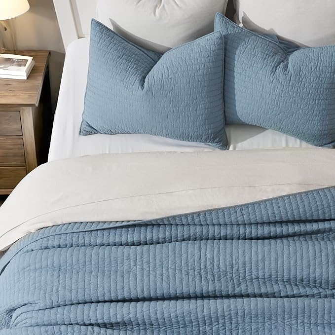 EVERGRACE x Kinsey Walsh Cross Stitch Pre-Washed Cotton Quilt Bedding Set Queen - Image 6