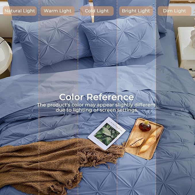 Sasttie Full Size Comforter Set, 7-Piece Bed in a Bag, Pintuck Bedding Set - Image 8