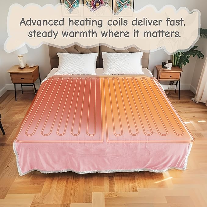 Electric Heated Blanket Full Size 72"x84", Soft Flannel - Image 5