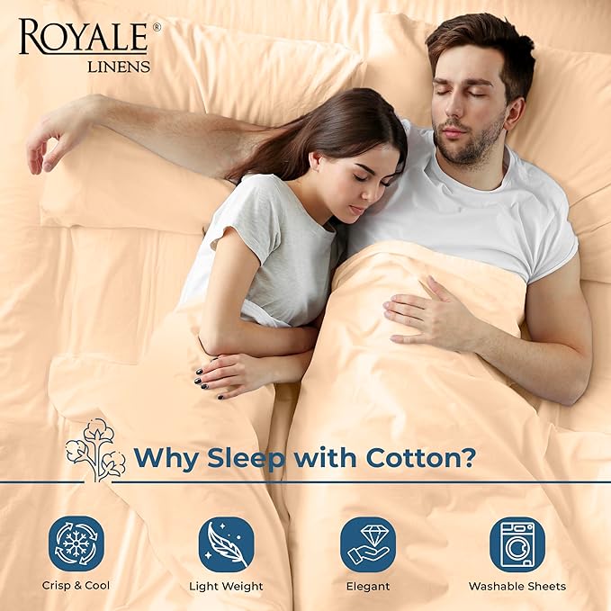 Royale Linens 100% Organic Cotton Queen Flat Sheet Only - Image 3