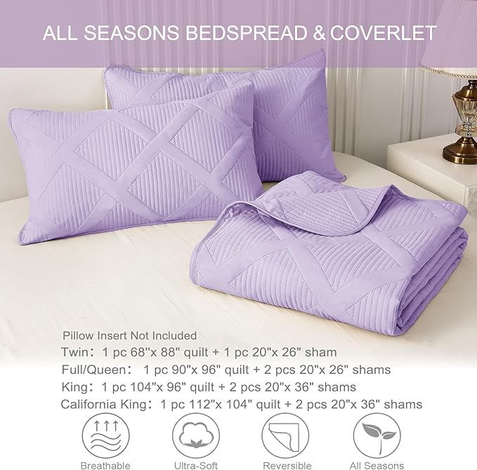 Exclusivo Mezcla King Quilt Set- Lilac Quilts Bedding Set - Image 6