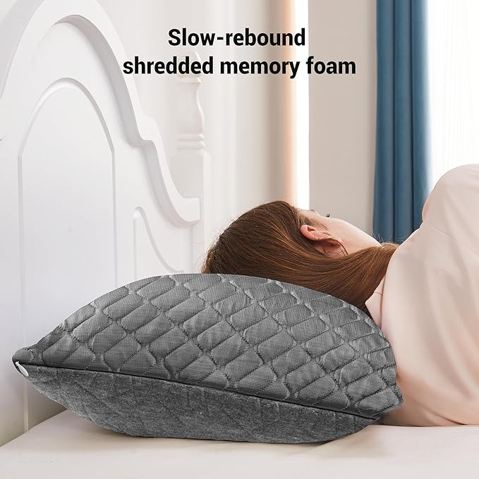 puredown® Pillows Standard Size Set of 2, Shredded Memory Foam Pillows - Image 7