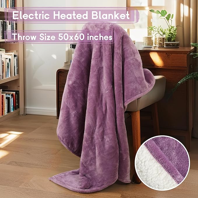 Heated Blanket Electric Throw Size 50''x60'' - Image 2