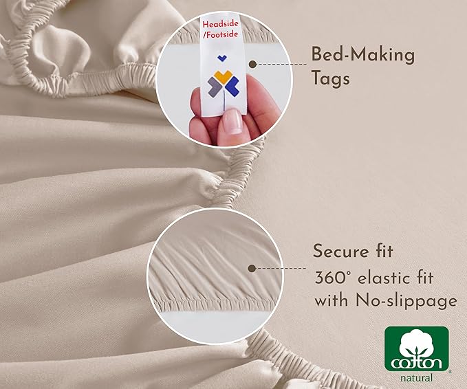 California Design Den Soft 100% Cotton Fitted Sheet King, Deep Pocket, Durable - Image 6