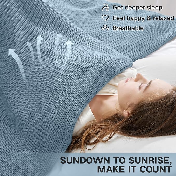 Guohaoi Knitted Weighted Blanket Kids No Beads Cooling Heavy Blanket, Home - Image 7