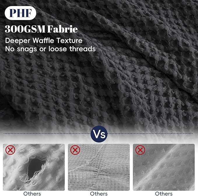 PHF Waffle Weave Duvet Cover Set King Size, No Snagging Ultra Soft Luxury - Image 3
