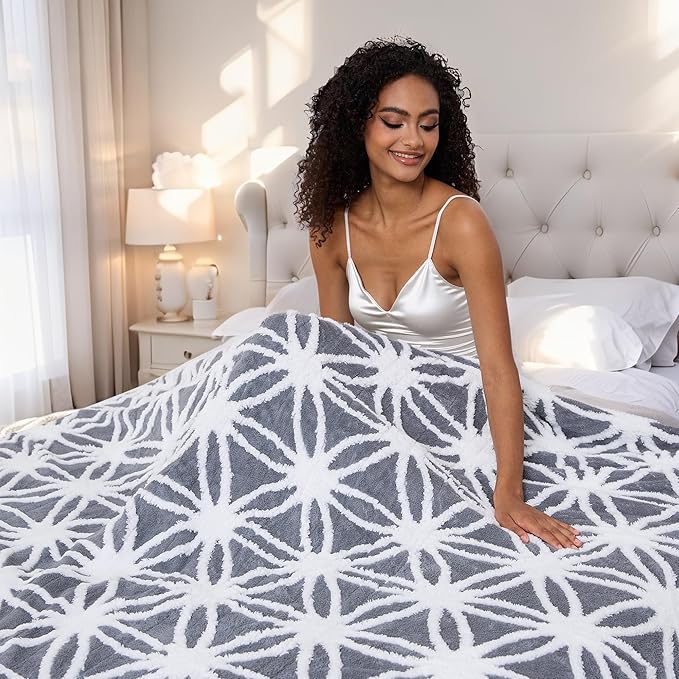 Electric Heated Blanket Throw Size 50"x60" Ultra Soft Sherpa Fleece by Soypipo