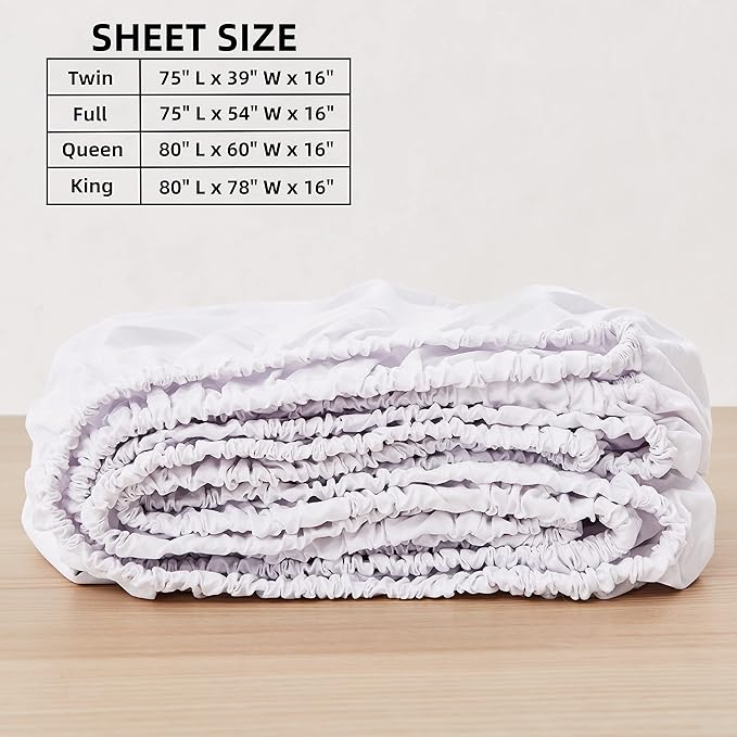 HBHLFZ Twin Fitted Sheet Only, Soft Breathable Bottom Sheet - Image 2