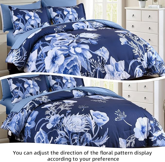 Luxudecor Floral Comforter Set King Size 7 Piece, Elegant Floral Comforter - Image 4