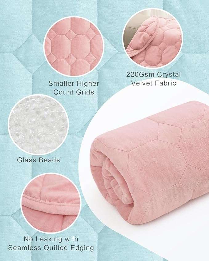 Weighted Lap Blanket 7lbs, Cozy Luxury Crystal Velvet Weighted Blanket - Image 4