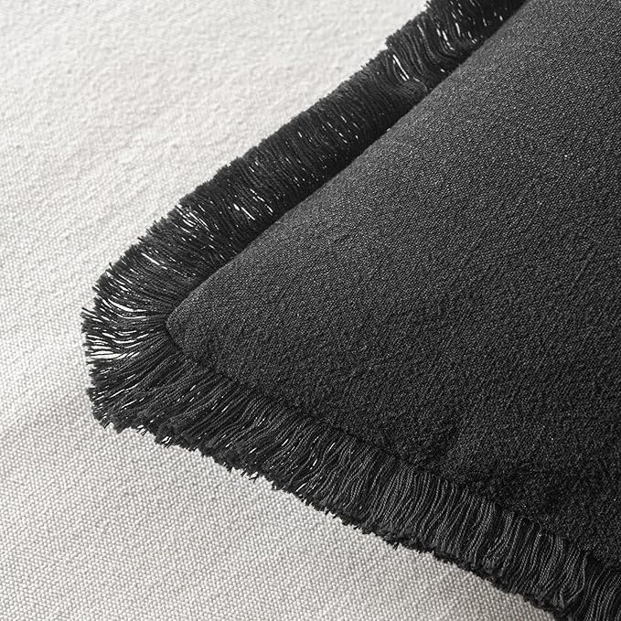 MIULEE Decorative Throw Pillow Covers Neutral Linen Fringe Throw Pillows Euro - Image 3