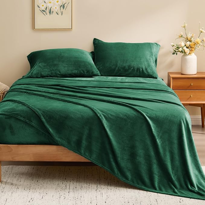 BEDELITE Flannel Sheets Full Size Dark Green - Image 2