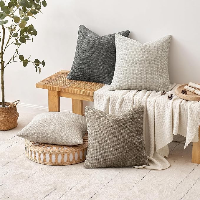 MIULEE Pack of 4 Couch Throw Pillow Covers 26x26 Inch Neutral Soft Decorative - Image 4