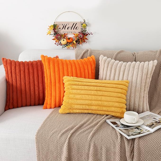 Pallene Faux Fur Plush Fall Throw Pillow Covers 24x24 Set of 2, Luxury Soft - Image 5