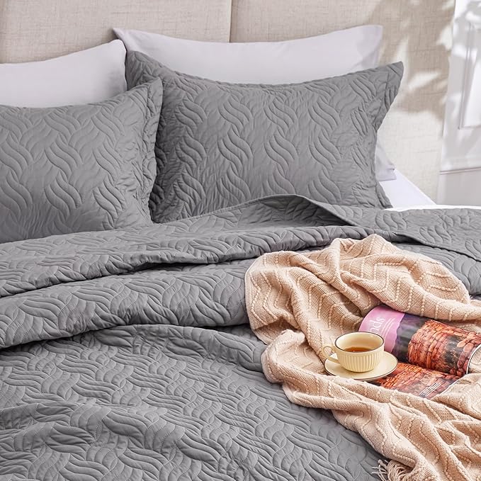 Love's cabin Quilts for Full Bed Grey Bedspreads Bedding Set - Image 7