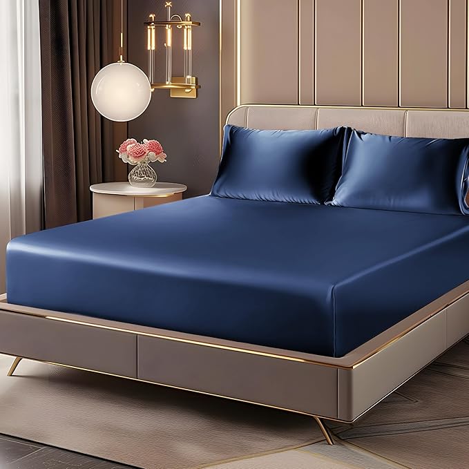 BEDELITE Satin Fitted Sheet and Pillowcase Set, Luxury Soft Similar to Silk by BEDELITE