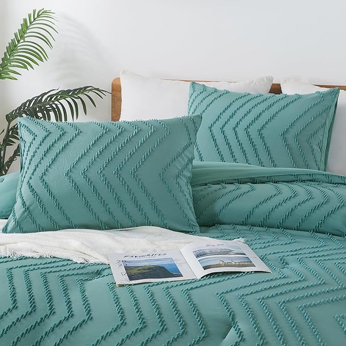 Andency Grayish Teal Comforter Set Full Size, Boho Soft Warm Bedding Comforter - Image 4