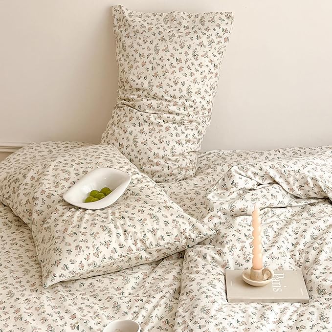 mixinni Boho Floral Girls Duvet Cover Set King Size Soft Cotton Comforter Cover - Image 6