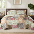 Whale Flotilla Patchwork Quilt Twin Size, Soft Boho Floral Bedspreads by WHALEFLOTILLA