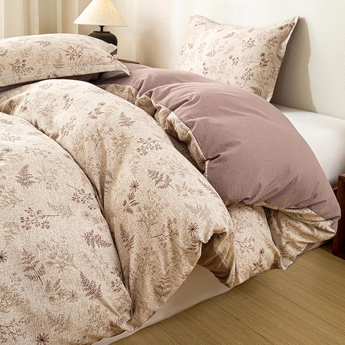 OAITE Brown Tree Twin Size Duvet Cover-3 Pieces Prewashed Cotton-Like Polyester - Image 2