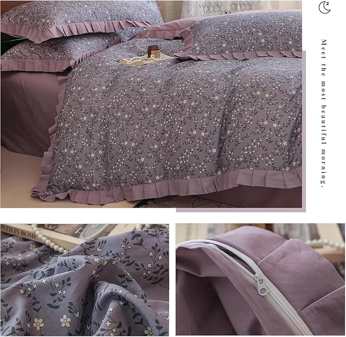 MKXI 100% Cotton Floral Duvet Cover Set - Image 6