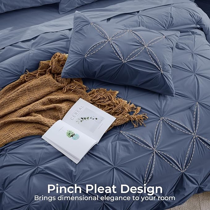 Sasttie Twin Comforter Set, 5-Piece Bed in a Bag, Pintuck Bedding Sets - Image 4