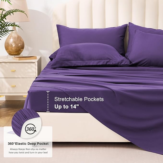 Love's cabin Twin XL Comforter Set Dark Purple, 5 Pieces Twin XL Bed in a Bag - Image 6