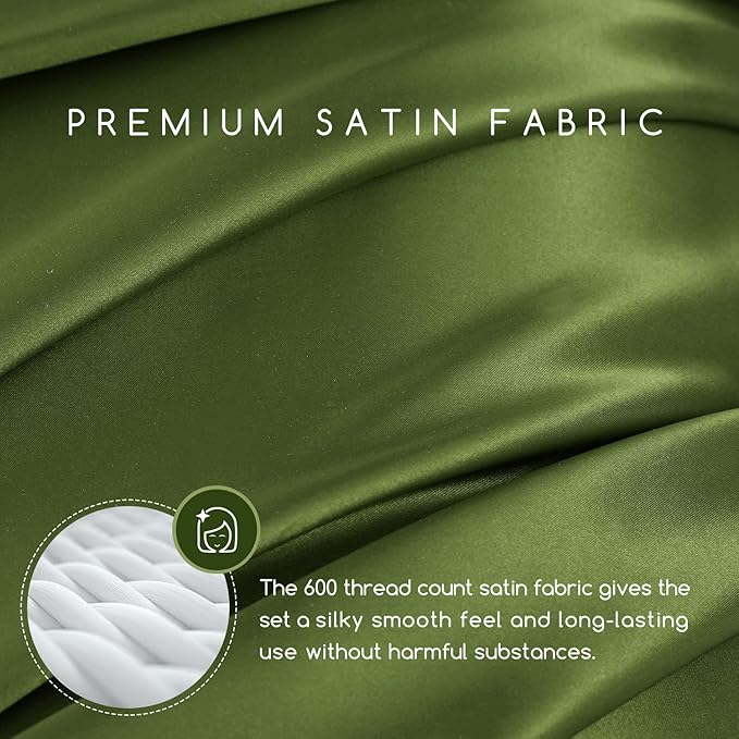 MR&HM Satin Bed Sheets, Twin XL Size Sheets Set - Image 2