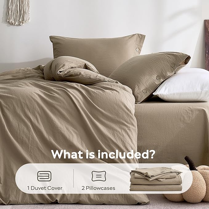 JELLYMONI 100% Washed Cotton Duvet Cover Full – Soft, Breathable Linen-Look - Image 7
