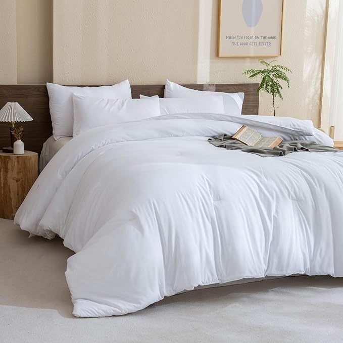 Paxrac White Comforter Full Size, 3 Pieces Boho Comforter Set, Lightweight by Paxrac