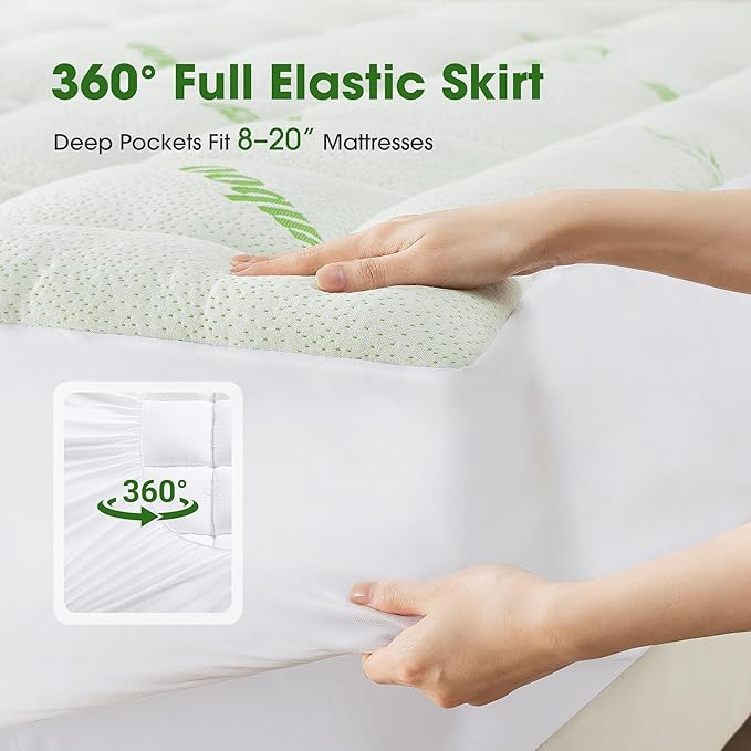 Mattress Pad Queen Size, Cooling Pillow Top Mattress Topper, Ultra Soft Viscose - Image 5