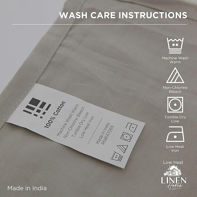 Linen Home 100% Cotton Percale 1 Flat Sheet, King Size - Image 4