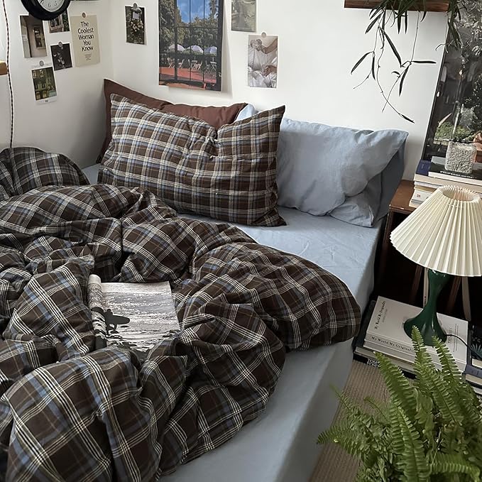 mixinni Vintage Buffalo Plaid Duvet Cover Set California King, 3 Piece Washed - Image 7