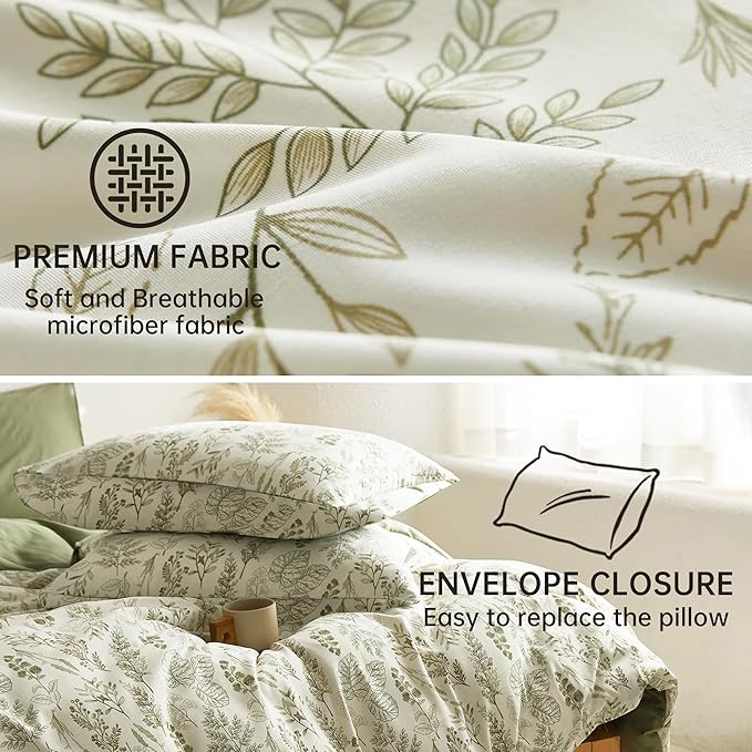 BOLINLIVING Floral Duvet Cover Full Size, Breathable Soft Microfiber Bedding Set - Image 6