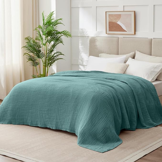 100% Cotton Muslin Blanket California King 120" x 90", 6 Layers Breathable and - Image 6