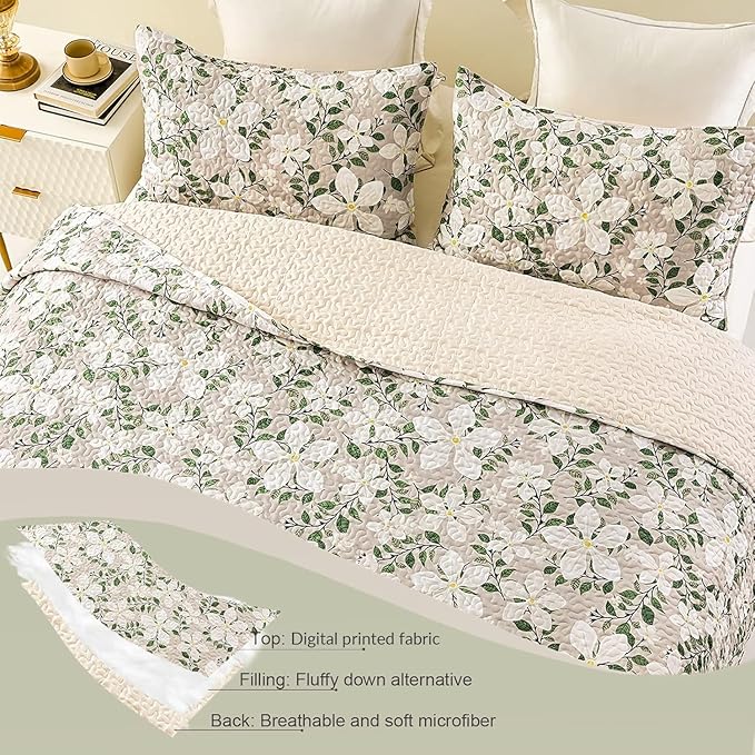Whale Flotilla Reversible Printed Quilt King Size, Extra Soft Boho Floral Leaf - Image 4