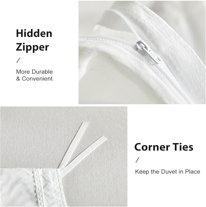 WARMDERN White Striped Weave Duvet Cover Queen, Boho Striped Pattern Printed - Image 5