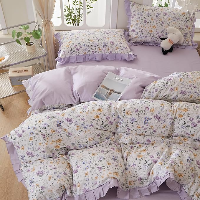mixinni Floral Duvet Cover Set Twin XL Size, 100% Cotton 3-Piece Bedding Set - Image 3