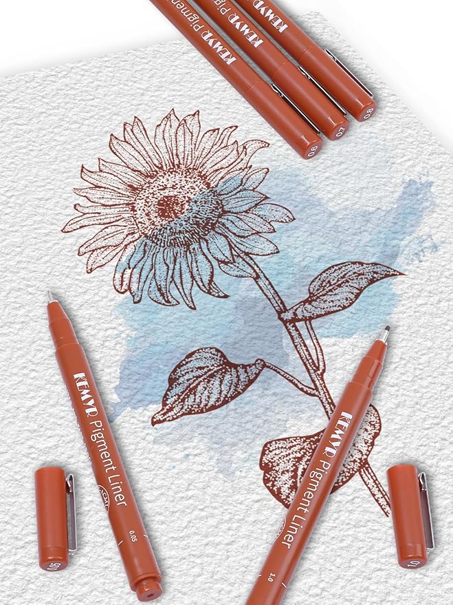 10 Micro Fine liner Drawing Art Pens Calligraphy Pens: 0.05mm-1.0mm Size Art supplies Waterproof Archival Sepia Ink Markers For Artists,Use for Professional Watercolor,Sketching-DeskoryOffice