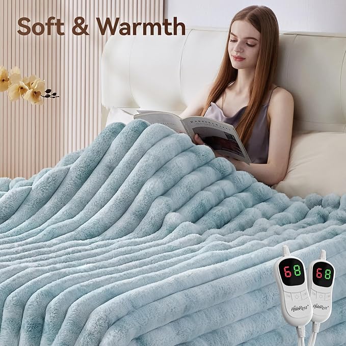 Heated Throw Blanket, Faux Fur Cozy Heating Blanket - Image 8