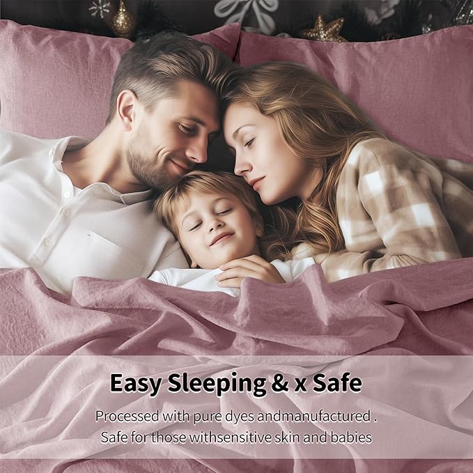 LBRO2M 100% Pure Linen Sheet Set Deep Pocket Up to 16" Bed Sheets Sets - Image 6